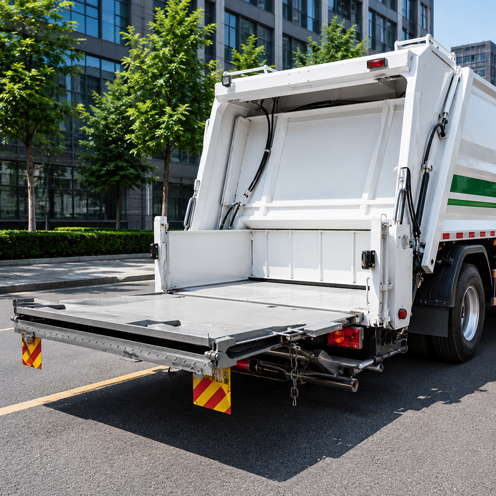 Galvanized folding tail lift for waste management trucks
