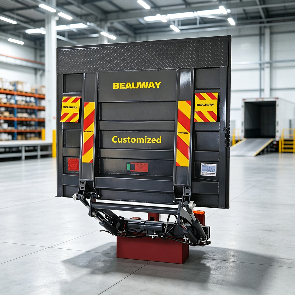 Tail lift hydraulic platform showing hinge points and cylinders that affect tail lift lifespan